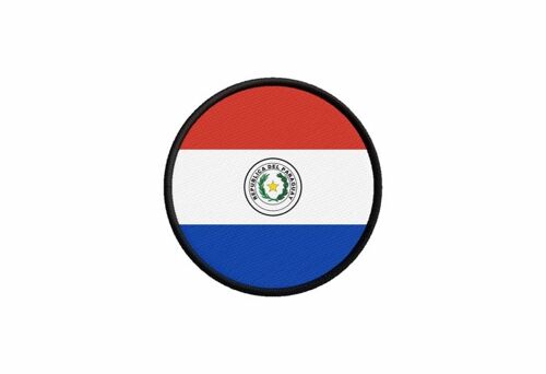 Patch Ecusson Drapeau Paraguay Paraguayen Imprime Thermocollant Rond Cocarde