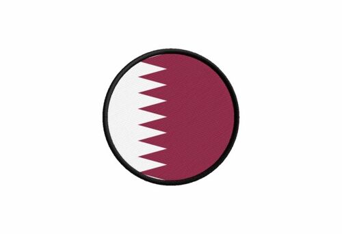 Patch Ecusson Drapeau Qatar Qatari Imprime Thermocollant Rond Cocarde