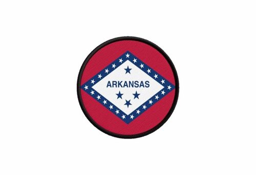 Patch Ecusson Drapeau Usa Americain Etats Unis Arkansas Imprime Rond Cocarde