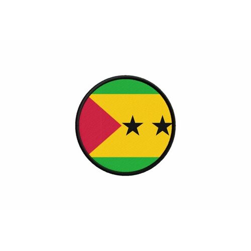 Patch Ecusson Drapeau Sao Tome And Principe Imprime Thermocollant Rond Cocarde