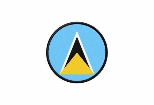 Patch Ecusson Drapeau St Saint Lucie Lucia Imprime Thermocollant Rond Cocarde