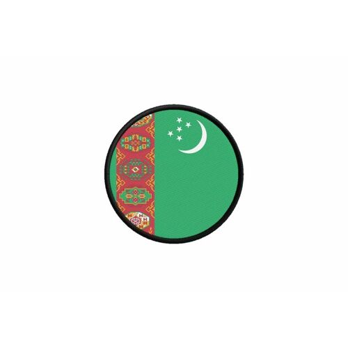 Patch Ecusson Drapeau Turkmenistan Turkmen Imprime Thermocollant Rond Cocarde