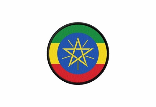 Patch Ecusson Drapeau Ethiopie Ethiopien Imprime Thermocollant Rond Cocarde