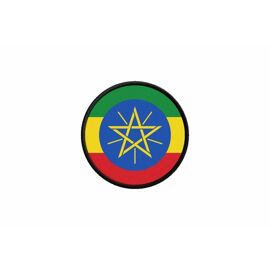 Patch Ecusson Drapeau Ethiopie Ethiopien Imprime Thermocollant Rond Cocarde