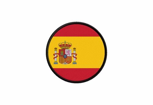 Patch Ecusson Drapeau Espagne Espagnol Imprime Thermocollant Rond Cocarde