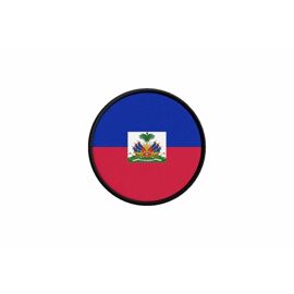 Patch Ecusson Drapeau Haiti Haitien Imprime Thermocollant Rond Cocarde
