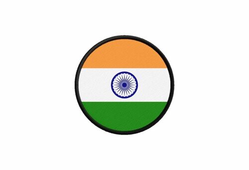Patch Ecusson Drapeau Inde Indien Imprime Thermocollant Rond Cocarde