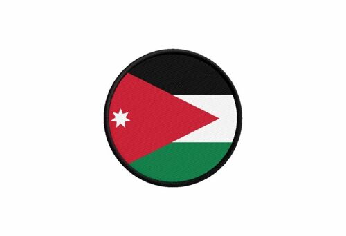Patch Ecusson Drapeau Jordanie Imprime Thermocollant Rond Cocarde