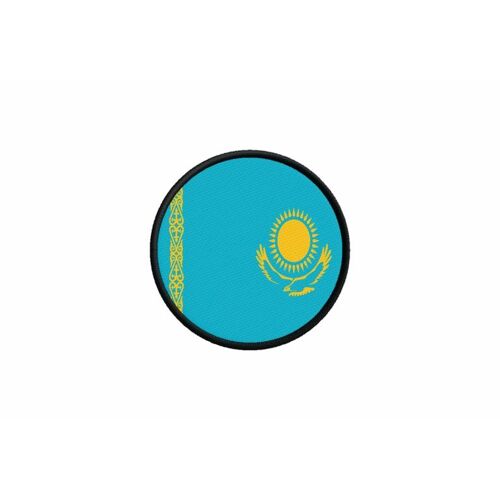 Patch Ecusson Drapeau Kazakhstan Imprime Thermocollant Rond Cocarde