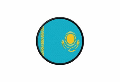 Patch Ecusson Drapeau Kazakhstan Imprime Thermocollant Rond Cocarde
