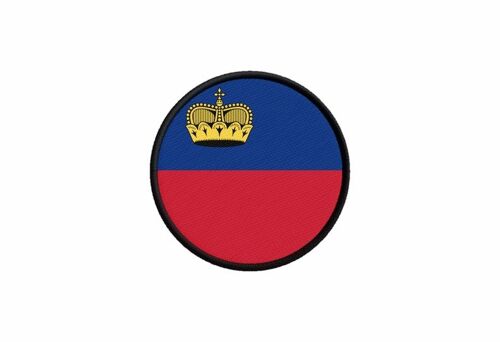 Patch Ecusson Drapeau Liechtenstein Imprime Thermocollant Rond Cocarde