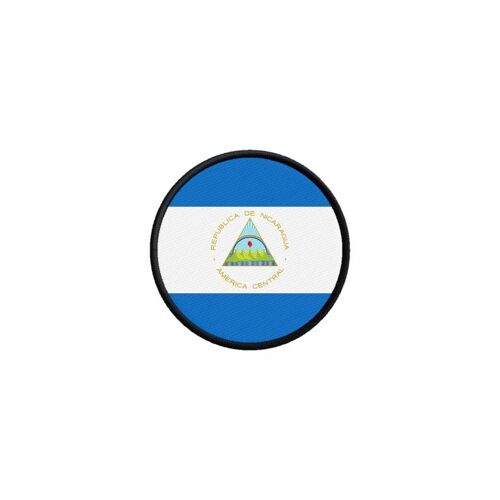 Patch Ecusson Drapeau Nicaragua Imprime Thermocollant Rond Cocarde