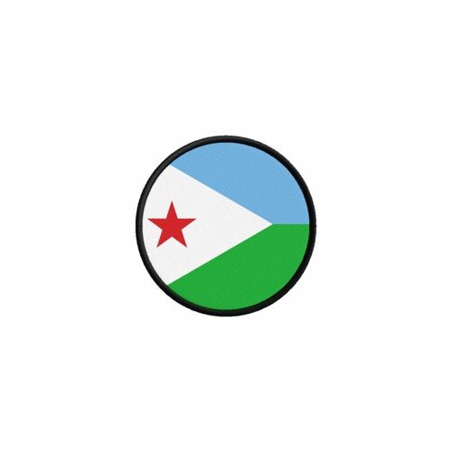 Patch Ecusson Drapeau Djibouti Imprime Thermocollant Rond Cocarde