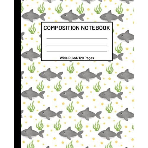 Composition Notebook: Cute Dolphin Fish Underwater Composition Book, Wide Ruled, Blank Lined Paper Journal For Kids, Teens, And Adults