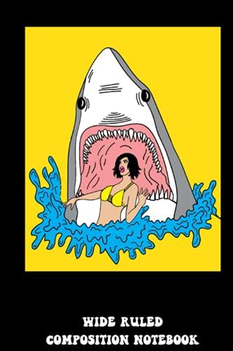 Retro Vintage Shark Fish Nature Wide Ruled Composition Notebook: Shark Notebook, School Exercise Book For Writing And Taking Notes, Shark Theme For Kids | Special Black Cover