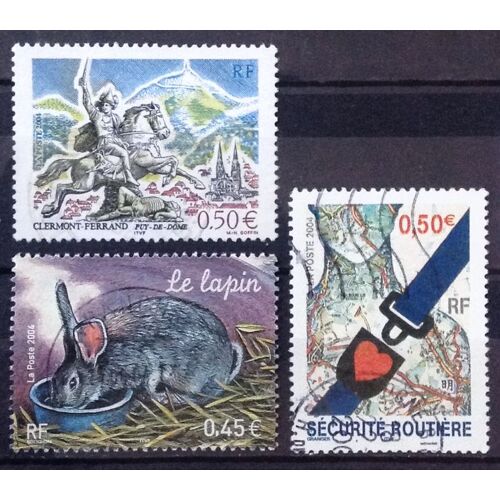 Clermont-Ferrand - Puy-De-Dôme 0,50 (N° 3656) + Sécurité Routière 0,50 (N° 3659) + Nature De France - Le Lapin 0,45 (N° 3662) Obl - France Année 2004 - Brn83 - N31618