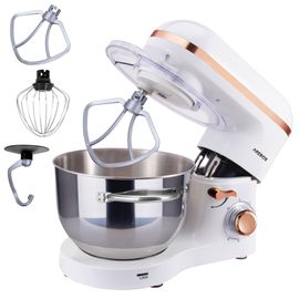 AREBOS Robot Pâtissier Professionnel 1500W | Blanc | Robot de Cuisine Multifonction avec Fouet, Batteur, Crochet | Bol d'Acier Inoxydable 6 Litres | 6 Vitesses | Fonction Pulse