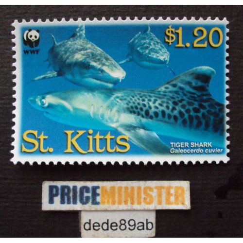 Royaume- Uni .. Ile St. Kitts (Saint Christophe) 1.20 Tiger Shark.Galeocerdo Cuvier. Neuf.