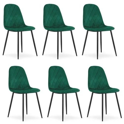 Chaise Komodee Pienza - 6 Pieces - Vert Foncé - Tapisser En Velours 51 X 45 X 88 Cm
