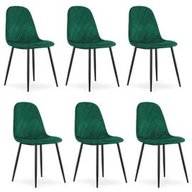 Chaise Komodee Pienza - 6 Pieces - Vert Foncé - Tapisser En Velours 51 X 45 X 88 Cm