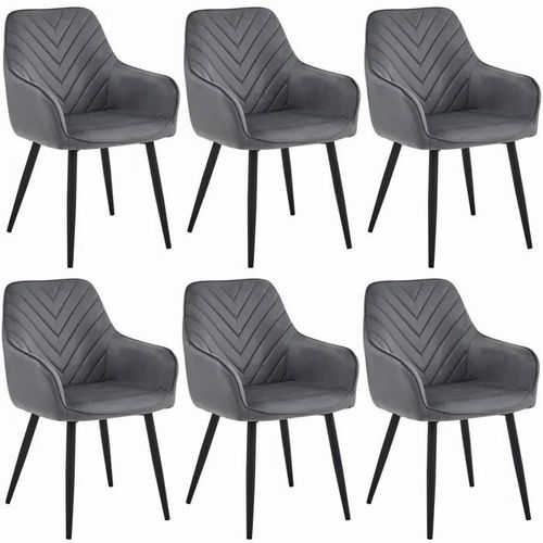 Chaise Komodee Nemi - 6 Pieces - Gris Foncé - Tapisser En Velours 61 X 54 X 84 Cm