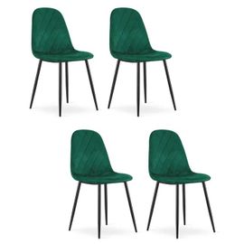 Chaise Komodee Pienza - 4 Pieces - Vert Foncé - Tapisser En Velours 51 X 45 X 88 Cm