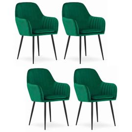 Chaise Komodee Praiano - 4 Pieces - Vert - Tapisser En Velours 57 X 58 X 87 Cm