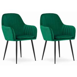 Chaise Komodee Praiano - 2 Pieces - Vert - Tapisser En Velours 57 X 58 X 87 Cm