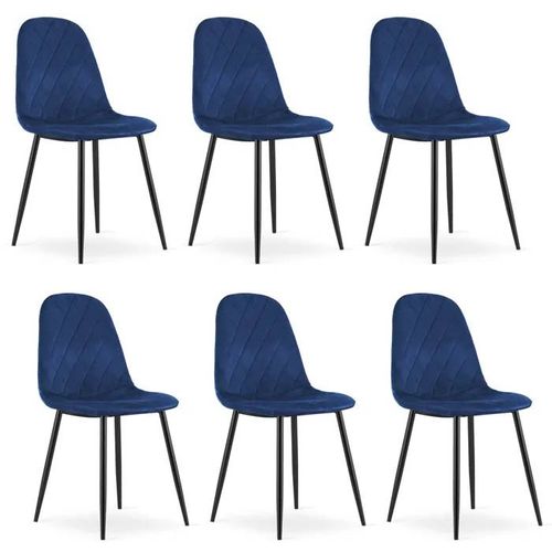Chaise Komodee Pienza - 6 Pieces - Bleu - Tapisser En Velours 51 X 45 X 88 Cm
