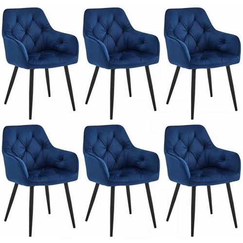 Chaise Komodee Irgoli - 6 Pieces - Bleu - Tapisser En Velours 62 X 56 X 84 Cm
