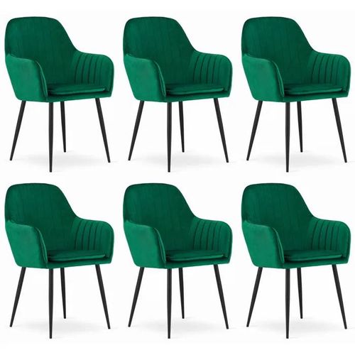 Chaise Komodee Praiano - 6 Pieces - Vert - Tapisser En Velours 57 X 58 X 87 Cm