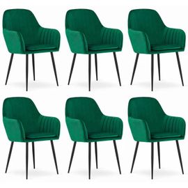 Chaise Komodee Praiano - 6 Pieces - Vert - Tapisser En Velours 57 X 58 X 87 Cm