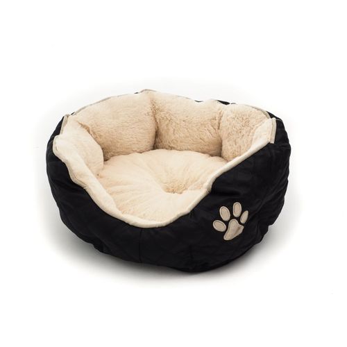 Panier Souple Matelassé Rond, Coussin Amovible Réversible, 57 X 52 X 14 Cm Noir / Beige - Zamibo