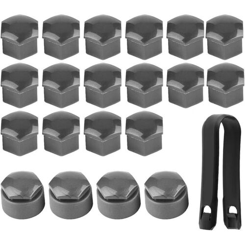 Mevronisshop-Crou À Molette Couvre Capuchons, 20pcs Couvercle De Vis De Moyeu De Voiture Écrou 17mm De Roue De Voiture Protection De Vis De Moyeu Automatique Couvercle Anti-Vol (Gray)
