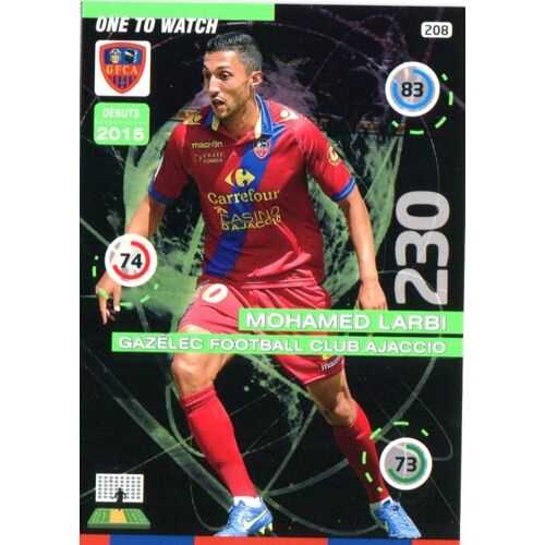 Carte Adrenalyn 2015 / 2016 - Mohamed Larbi  - Gazelec Ajaccio - N° 208