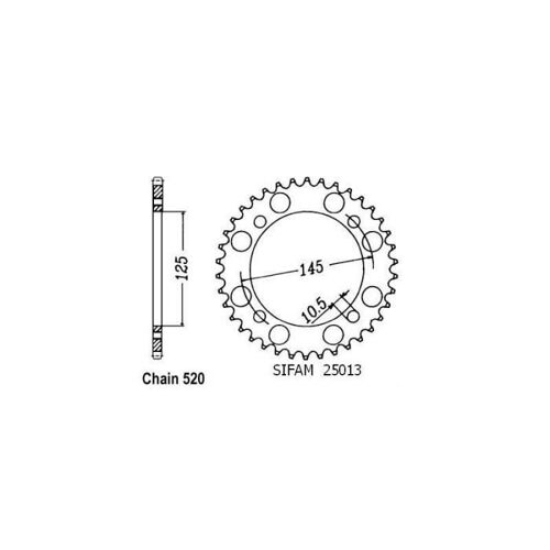 Couronne Acier Tt Yamaha - 520 - 40 Dents - Made In Germany