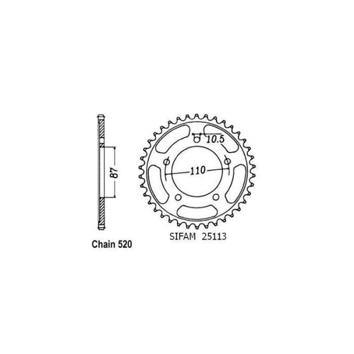 Couronne Acier - 520 - 46 Dents - Made In Germany