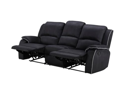 Canapé 3 places relax en microfibre HERNANI - Noir