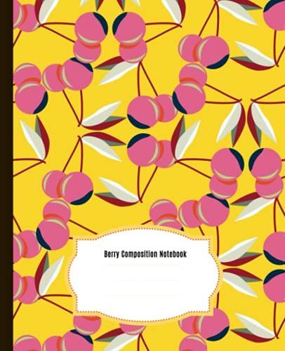 Cute Cherry Composition Notebook: Beautiful Wide Blank Lined Workbook For Kids Girls Boys Students Teens Home School And College