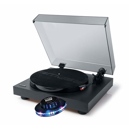 Platine vinyles Muse MT-105 B avec Fonction d'arrêt Automatique et Adaptateur d'enregistrement 45 TR/Min Noir, Lumière OVNI