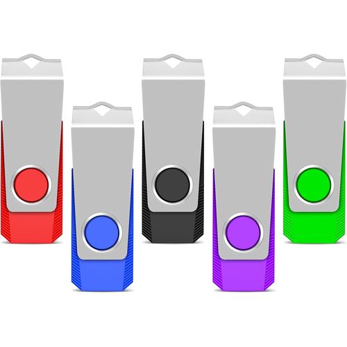 Cle USB 1 Go Lot de 5 Clé USB 2.0 Multicolore Clef USB 1 Go,Mini Clé USB pour Le Stockage et La Sauvegarde de Données avec Lumière LED