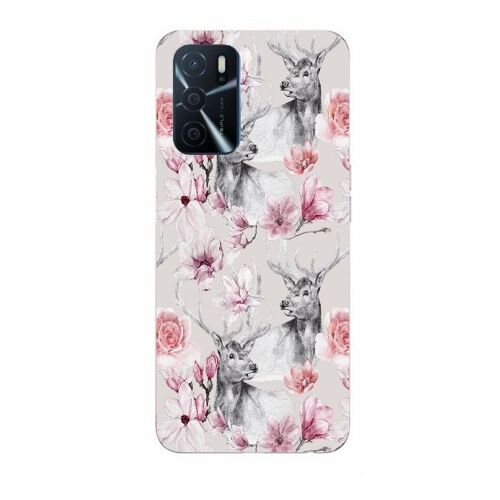 Coque Oppo A16 et A16S renne fleur rose