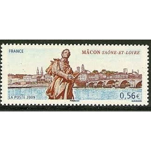Mâcon (Saône Et Loire) Statue De Lamartine Et Vue De La Ville Année 2009 N° 4349 Yvert Et Tellier Luxe