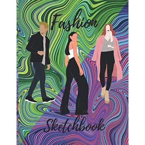 Fashion Fancy Sketchbook: Premium Large 120 Blank Pages 8.5" X 11" With Abstract Colorful Cover For Fashion Designers, Sketching, Drawing, Writing, Scribbling, Journal Notebook