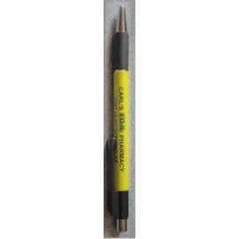 Stylo À Bille Publicitaire Rétractable De CarlS I.D.A. Pharmacy-Établissement Situé À Mississauga (Province D'ontario) Canada-Noir Et Jaune-Écriture Bleue