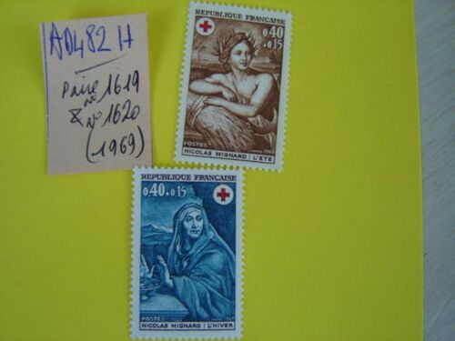 Ad 482 H // Pire (2) Timbres France Neufs 1969*N°1619/1620 "Croix Rouge/ Nicolas Mignard