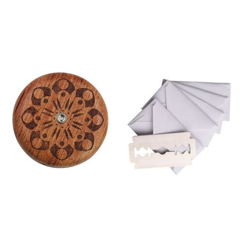 Bois de figue de barbarie (avec 5 lames) Compact Couteau de boulangerie pour pain avec lame de rasoir Couteau à pâte en bois Couteau à inciser