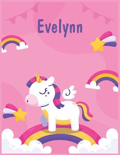 Evelynn: Unicorn Notebook Personal Name Wide Lined Rule Paper | Notebook The Notebook For Writing Journal Or Diary Women & Girls - Gift For Birthday, For Student | 162 Pages Size 8.5x11inch