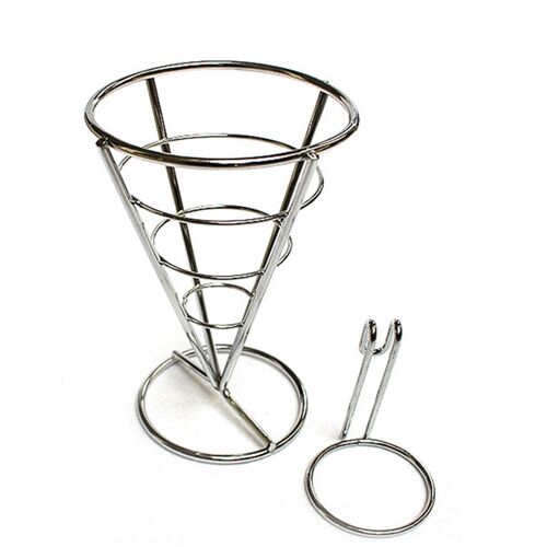 Support À Frites En Acier Inoxydable, Panier À Cône, Support À Frites, Panier En Fil Métallique Avec Tasse D'assaisonnement, Collation Robuste Pour Poulet Frit