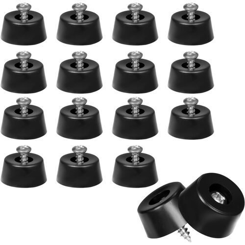 (Noir) 24pcs.(20*16*20) Pieds en caoutchouc, pieds en caoutchouc à visser, pieds de chaise à visser Pieds en caoutchouc pour meubles, appareils électroniques, appareils ménagers.